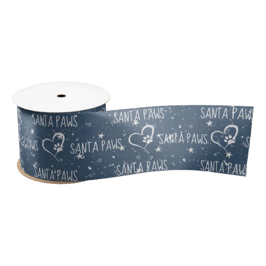 SANTA PAWS Text met Snowflakes Hearts Lint (Spoel)