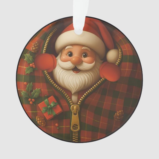 Santa Peekaboo Cozy Christmas Ornament (voorkant)