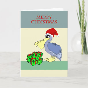 Santa Pelican Merry Christmas Feestdagen Kaart
