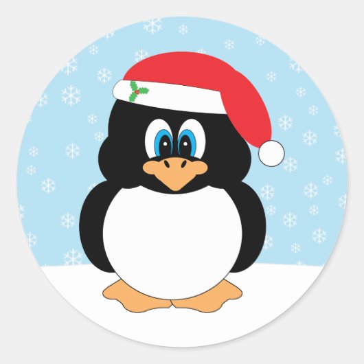 Santa Penguin Kerst stickers (Voorkant)