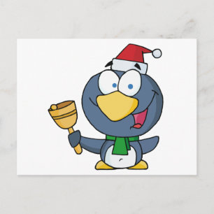 Santa Penguin met Jingle Bell Feestdagenkaart