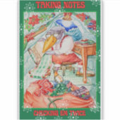 Santa Penguin Taking Notes Checking Em Twice  Sticker (Voorkant)