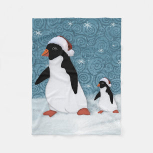 Santa Penguins Fleece Deken