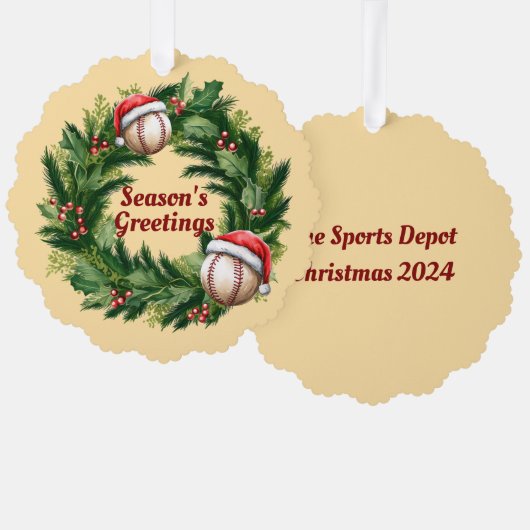Santa Pet Baseball Ornament Kaart (Voorkant / Achterkant)