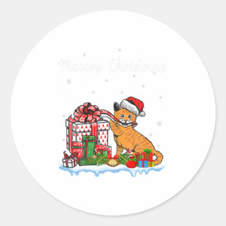 Santa pet Cat Xmas voor Meisjes kinder Meowy Cat C Ronde Sticker