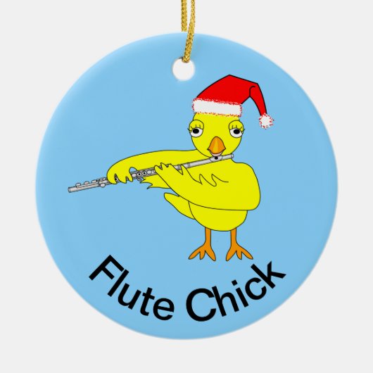 Santa Pet Flute Chick Keramisch Ornament (Voorkant)