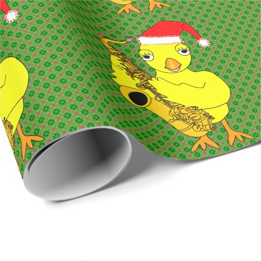 Santa Pet Saxofoon Chick Cadeaupapier (Rol Hoek)
