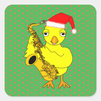Santa Pet Saxofoon Chick Vierkante Sticker