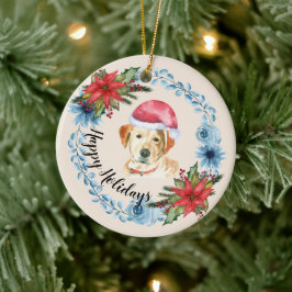 Santa Pet Yellow Lab  feestdag Keramisch Ornament
