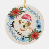 Santa Pet Yellow Lab feestdag Keramisch Ornament (Voorkant)