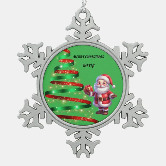 SANTA PEWTER SNOWFLAKE ORNAMENT (Voorkant)