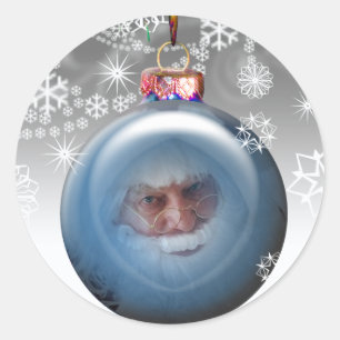 Santa Photo Ornament  Kerstmis Ronde Sticker