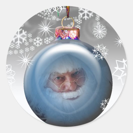 Santa Photo Ornament  Kerstmis Ronde Sticker (Voorkant)