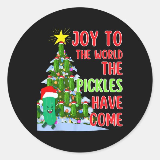 Santa Pickle Kerstboom Lichten Leuk augurk Gift Ronde Sticker (Voorkant)