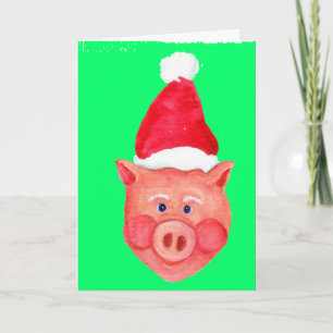 Santa Pig Christmas Kaart