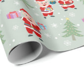 Santa Pig Giving Gifts Pattern Cadeaupapier (Rol Hoek)