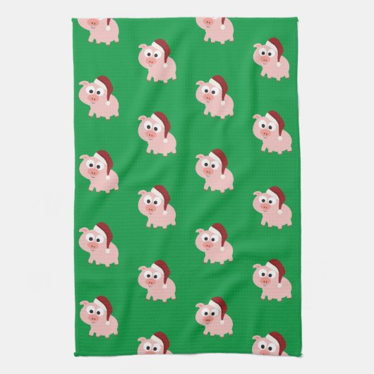 Santa Pig Pattern Theedoek (Verticaal)