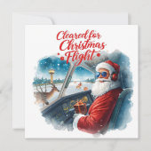 Santa Pilot in het Cockpit Aviation-thema Feestdagenkaart (Voorkant)