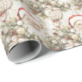 Santa Pine kerstballen inpakpapier (Rol Hoek)