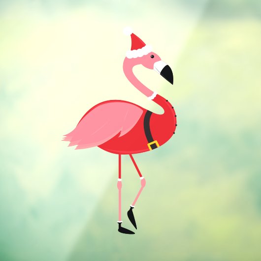 Santa Pink Flamingo Holiday Kerstmis Raamsticker (Vel 3)