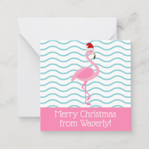 Santa Pink Flamingo kerstcadeaukaartjes Notitiekaartje