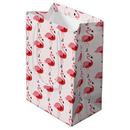 Santa Pink Flamingo Kerstfeestdag Medium Cadeauzakje