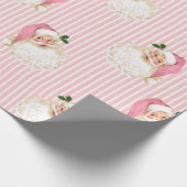  Santa & Pink Stripe Christmas Cadeaupapier (Hoek)