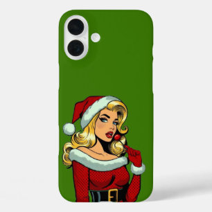 Santa Pinup: Pop Art Glam iPhone 16 Plus Hoesje