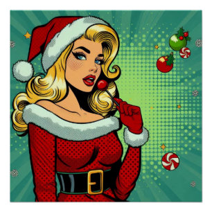 Santa Pinup: Pop Art Glam Perfect Poster