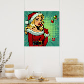 Santa Pinup: Pop Art Glam Poster (Keuken)