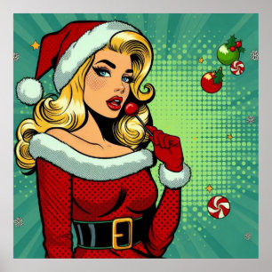 Santa Pinup: Pop Art Glam Poster