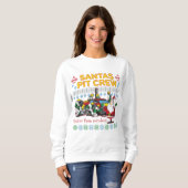 Santa Pit Crew Race Car Ugly KerstSweater Trui (Voorkant volledig)