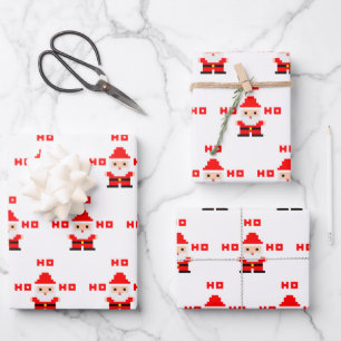Santa Pixel Art 2 Inpakpapier Vel