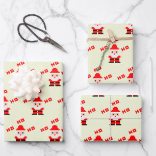 Santa Pixel Art 3 Inpakpapier Vel