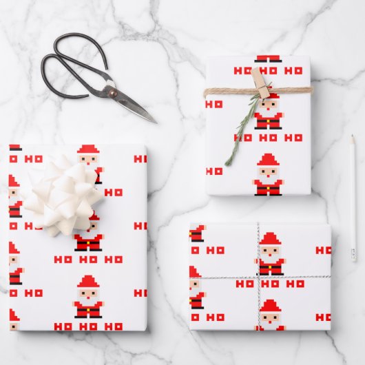 Santa Pixel Art 4 Inpakpapier Vel (Voorkant)