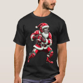 Santa Playing American Football Christmas Women Me T-shirt (Voorkant)