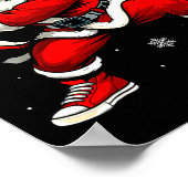 Santa Playing Baseball Xmas Funny Christmas Baseba Poster (Hoek)