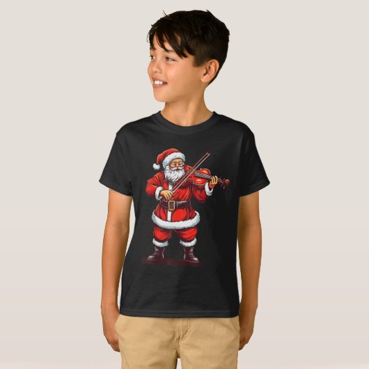 Santa Playing Violin Funny Violinist Violin Player T-shirt (Voorkant volledig)