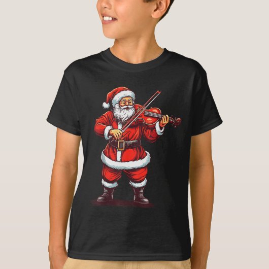 Santa Playing Violin Funny Violinist Violin Player T-shirt (Voorkant)