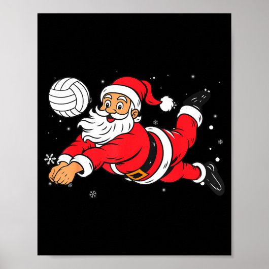 Santa Playing Volleyball Christmas Pajama Cool Srt Poster (Voorkant)