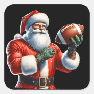 Santa Plays Football Vierkante Sticker