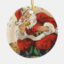 Santa Plays Harmonica Keramisch Ornament
