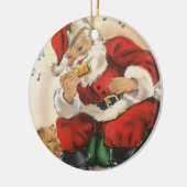 Santa Plays Harmonica Keramisch Ornament (Links)