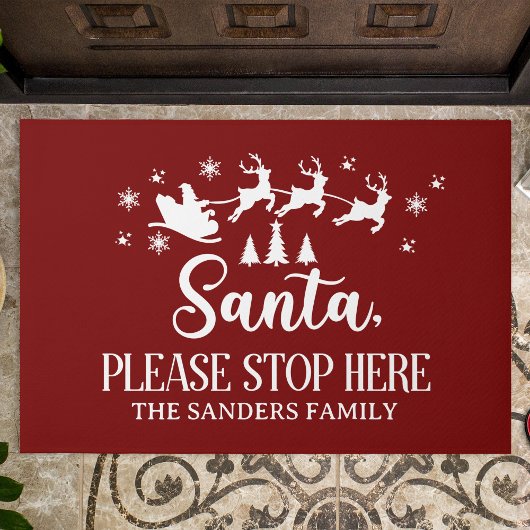 Santa Please Stop Here Funny Christmas Deurmat