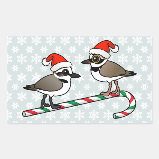 Santa Plovers Rechthoekige Sticker (Voorkant)