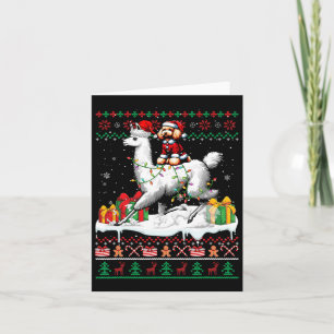 Santa Poedel Rijden Llama Kersttrui Liefhebber Kaart