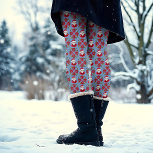 Santa Poinsettia Traditionele Rood Blauw Kerstmis Leggings