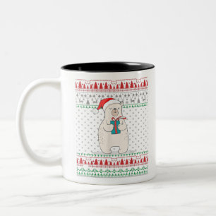 Santa Polar Beer Ugly KerstSweater Family Mat Tweekleurige Koffiemok