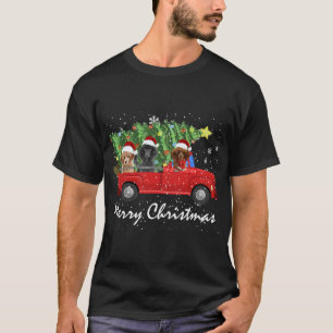 Santa Poodle Riding Rode Vrachtwagen Vrolijk Kerst T-shirt