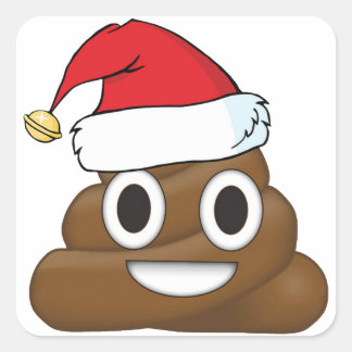 Santa Poop Kerstcadeauverpakking Emoji Vierkante Sticker